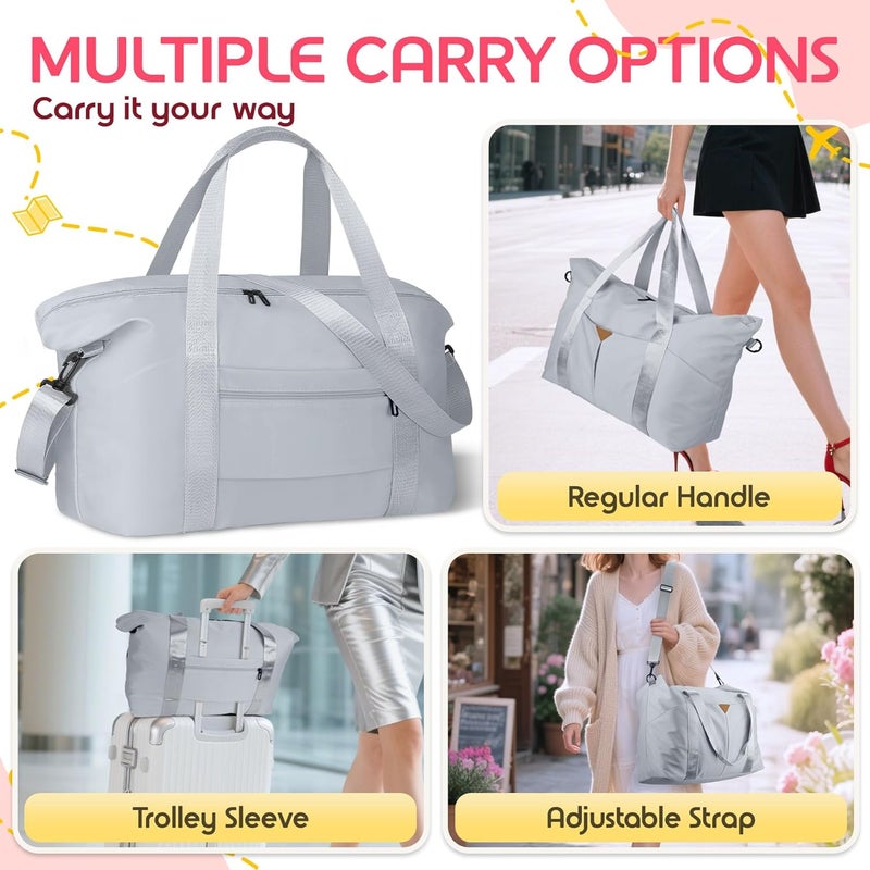 Magimack Duffle Bag for Travel, Carry-on Travel Bag with Trolley Sleeve, Sport Gym Bag for Women, Overnight Bag for Men, Hospital Bag for Labor and Delivery (Grey) - Image 5
